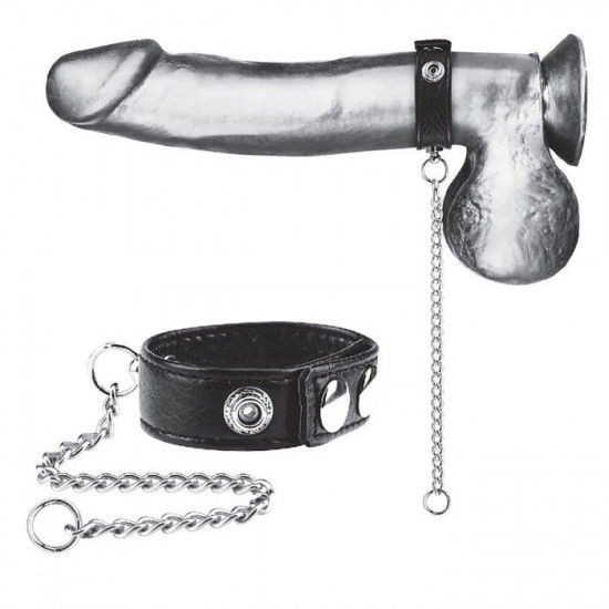 Утяжка на пенис с поводком Snap Cock Ring With 12  Leash