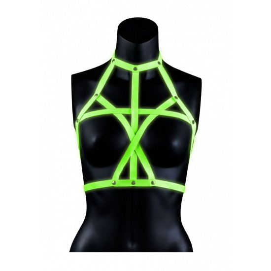 Портупея Bra Harness с неоновым эффектом - размер L-XL