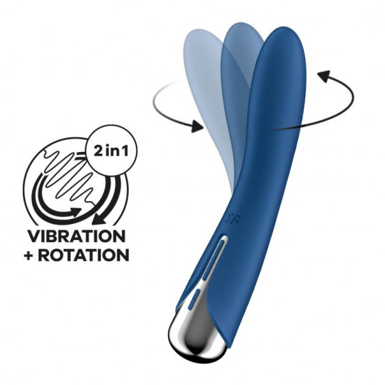 Синий вибратор-ротатор Spinning Vibe 1 - 18 см.