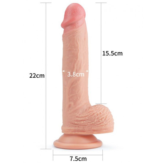 Телесный фаллоимитатор 8.5 Dual-Layered Silicone Nature Cock - 22 см.