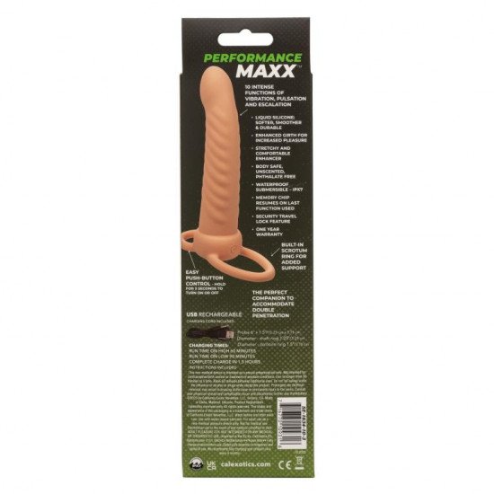 Телесная насадка для двойного проникновения Rechargeable Ribbed Dual Penetrator с вибрацией