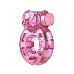 Розовое эрекционное кольцо с вибрацией Pink Bear
