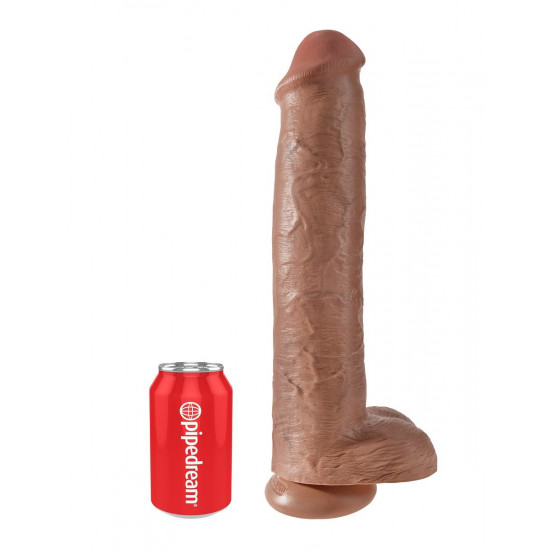 Кофейный фаллоимитатор-гигант 15  Cock with Balls - 40,6 см.