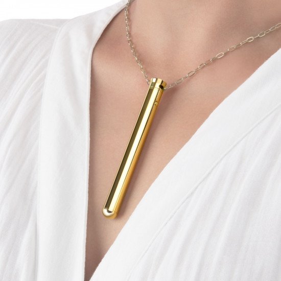 Золотистый вибромассажер-кулон Necklace Vibe