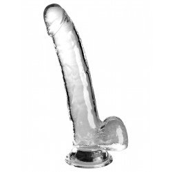 Прозрачный фаллоимитатор с мошонкой на присоске 9’’ Cock with Balls - 24,8 см.