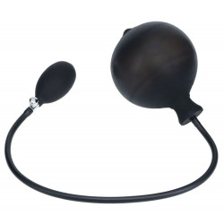Черная анальная втулка с функцией расширения Ribbed Inflatable Silicone Anal Plug