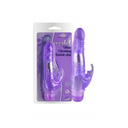 Фиолетовый вибратор Crystal Dildo Climbing Rabbit Vibe - 22 см.