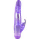 Фиолетовый вибратор Crystal Dildo Climbing Rabbit Vibe - 22 см.