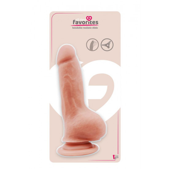 Телесный фаллоимитатор BENDABLE DILDO на присоске - 18 см.