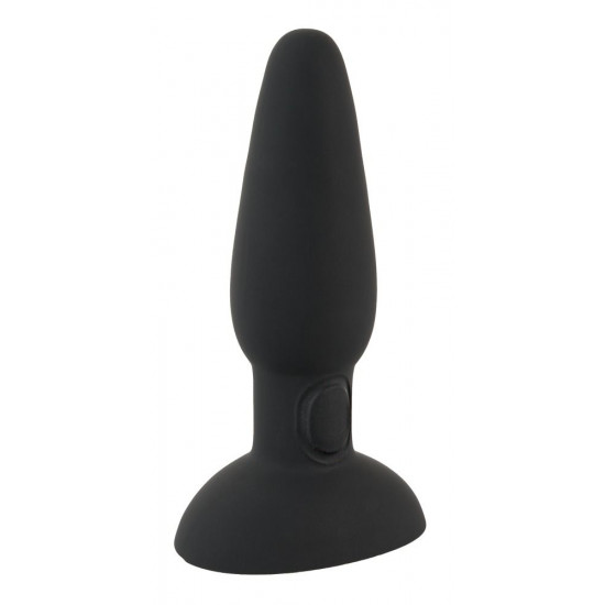 Черная анальная вибропробка с пульсацией в нижней части Thumping Anus Butt Plug - 15 см.
