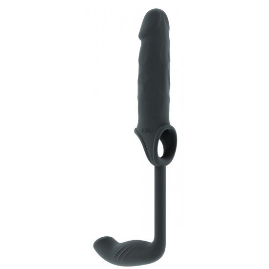 Серая насадка с анальным стимулятором Stretchy Penis Exten and Plug No.34