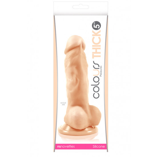 Телесный фаллоимитатор Colours Pleasures Thick 5  Dildo - 18,3 см.