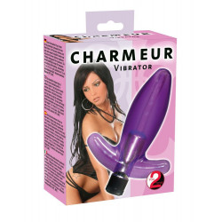 Фиолетовый анальный вибратор Charmeur - 11 см.