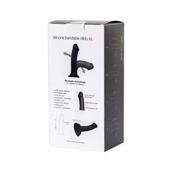 Черный фаллос на присоске Silicone Bendable Dildo XL - 20 см.