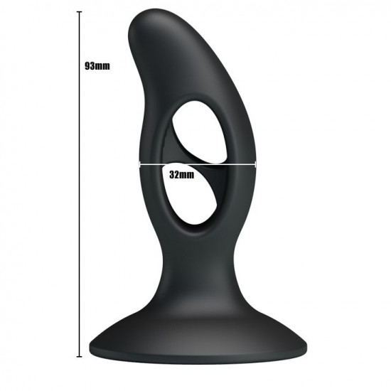 Чёрный массажёр простаты Silicone Butt Plug - 9,3 см.