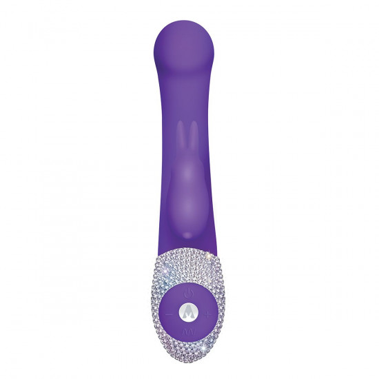Фиолетовый вибромассажёр The G-spot Rabbit с украшенной стразами рукоятью - 22 см.
