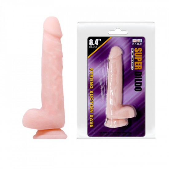 Телесный фаллоимитатор на присоске Super Dildo - 21,5 см.