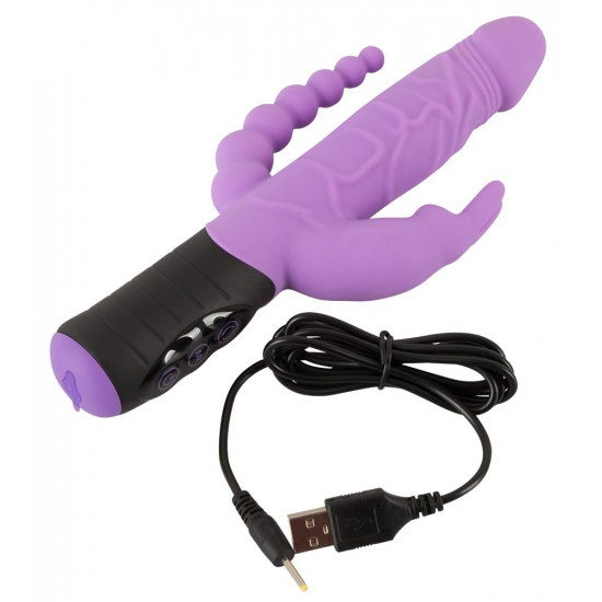 Сиреневый тройной вибратор Triple Vibrator - 22,2 см.