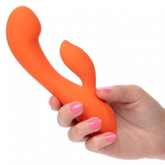 Оранжевый вибромассажер Stella Liquid Silicone Dual “G” - 17,75 см.