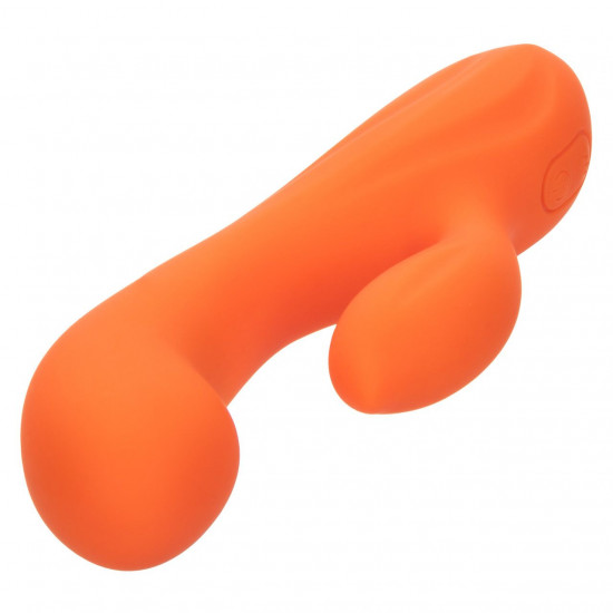 Оранжевый вибромассажер Stella Liquid Silicone Dual “G” - 17,75 см.