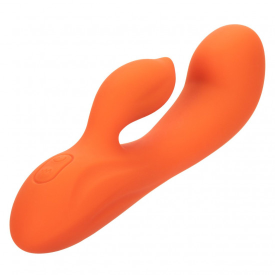 Оранжевый вибромассажер Stella Liquid Silicone Dual “G” - 17,75 см.