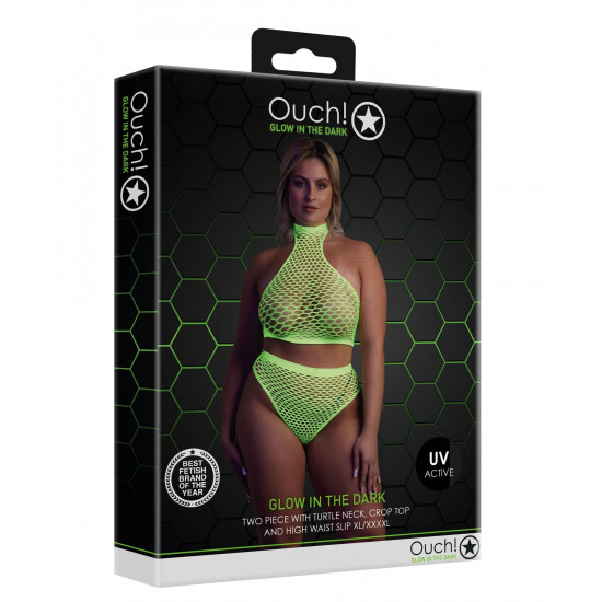 Эффектный зеленый комплект Turtle Neck and High Waist Slip