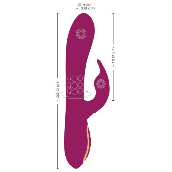 Фиолетовый вибратор 3 Function Vibrator с вращением бусин - 23 см.