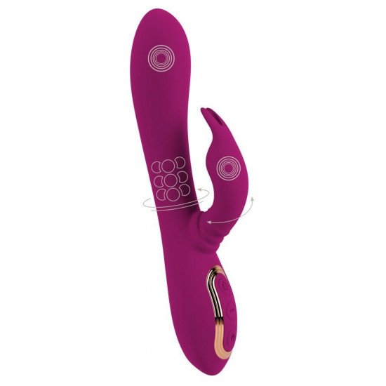 Фиолетовый вибратор 3 Function Vibrator с вращением бусин - 23 см.