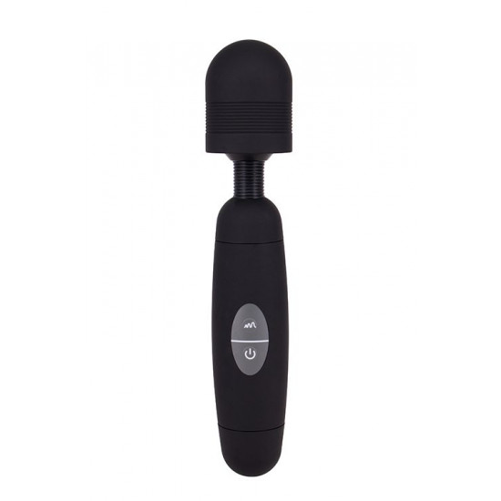 Черный жезловый вибратор POWER TIP MASSAGE WAND - 24 см.