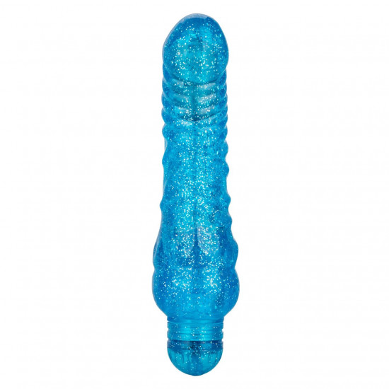 Синий вибратор-реалистик Sparkle Glitter Jack - 18,25 см.