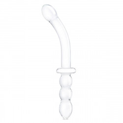 Изогнутый стеклянный фаллоимитатор 12’’ Girthy Ribbed G-Spot Glass Dildo With Handle Grip Double Ended - 30 см.