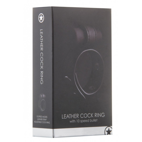 Утяжка на пенис с виброэлементом Leather Cock Ring