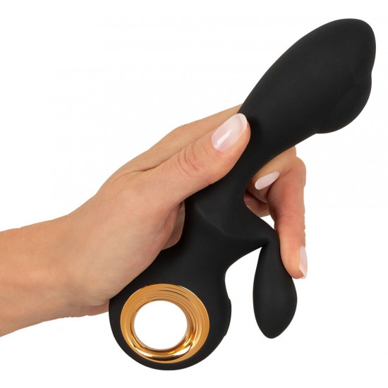 Черный вибратор-кролик с функцией расширения Inflatable Rabbit Vibrator - 18,3 см.