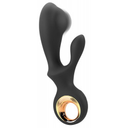 Черный вибратор-кролик с функцией расширения Inflatable Rabbit Vibrator - 18,3 см.
