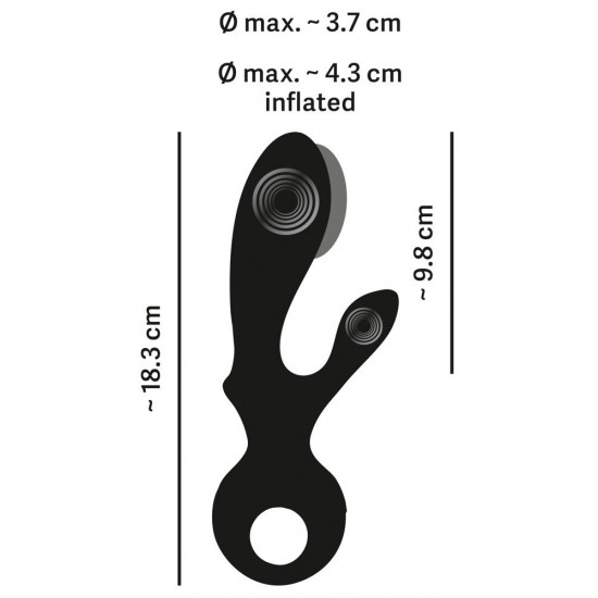 Черный вибратор-кролик с функцией расширения Inflatable Rabbit Vibrator - 18,3 см.