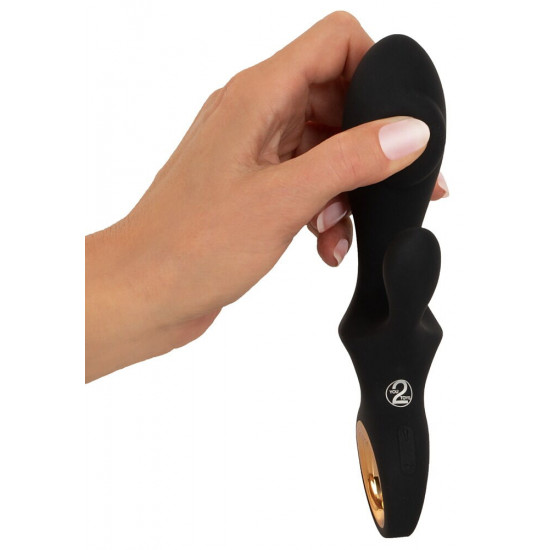 Черный вибратор-кролик с функцией расширения Inflatable Rabbit Vibrator - 18,3 см.