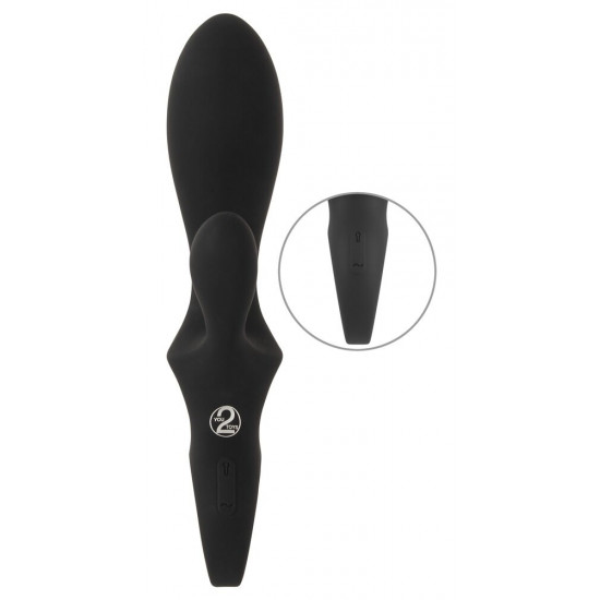 Черный вибратор-кролик с функцией расширения Inflatable Rabbit Vibrator - 18,3 см.