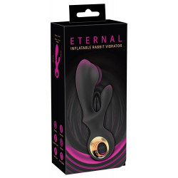 Черный вибратор-кролик с функцией расширения Inflatable Rabbit Vibrator - 18,3 см.