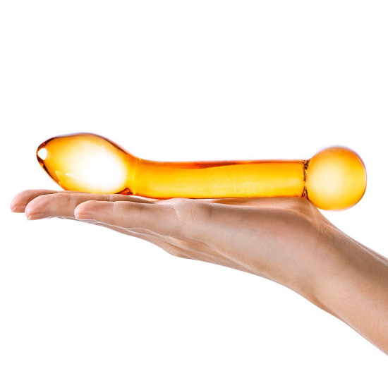Золостистый стеклянный стимулятор простаты Honey Dripper - 17 см.