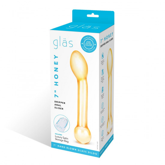 Золостистый стеклянный стимулятор простаты Honey Dripper - 17 см.