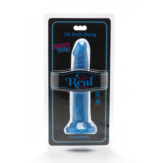 Голубой фаллоимитатор на присоске Happy Dicks Dong 7.5 inch - 19 см.