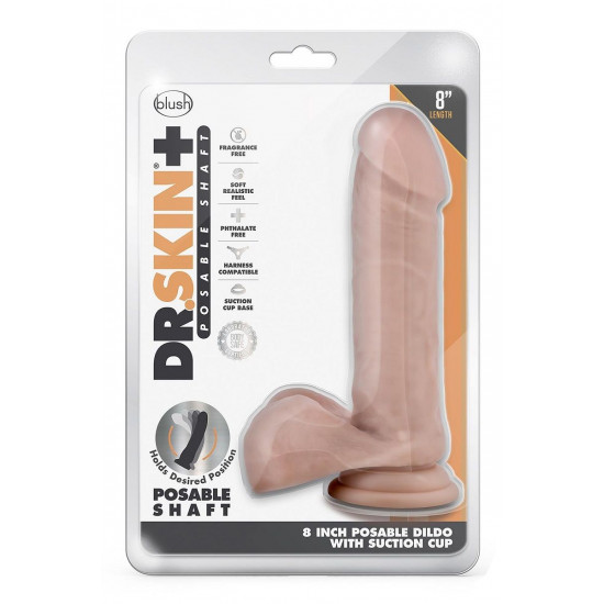 Телесный фаллоимитатор-реалистик 8 Inch Posable Dildo With Balls - 20,3 см.