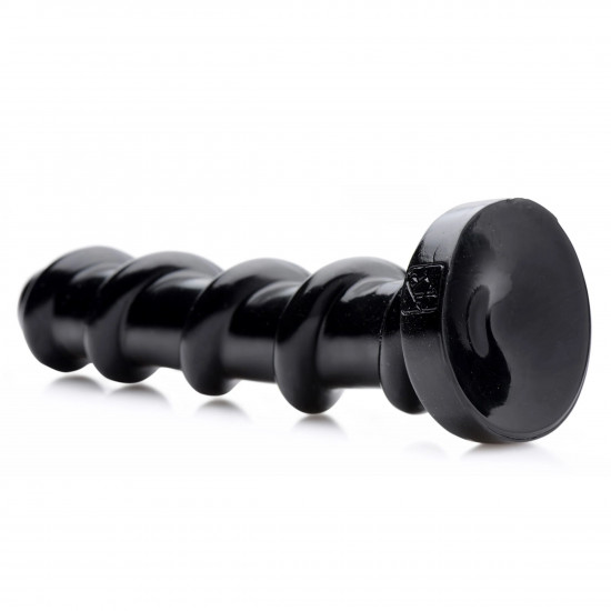 Черный стимулятор с винтовой конструкцией Mighty Screw - 24,1 см.