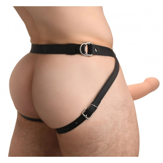 Телесный полый страпон 2  Erection 28X Smooth Vibrating Silicone Penis Sheath - 16 см.