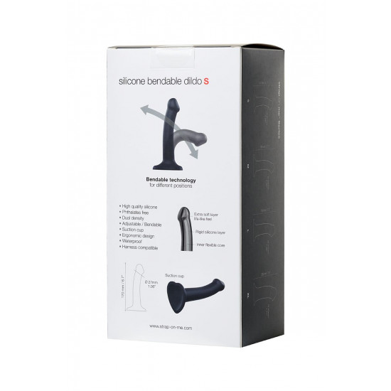 Черный фаллос на присоске Silicone Bendable Dildo S - 17 см.