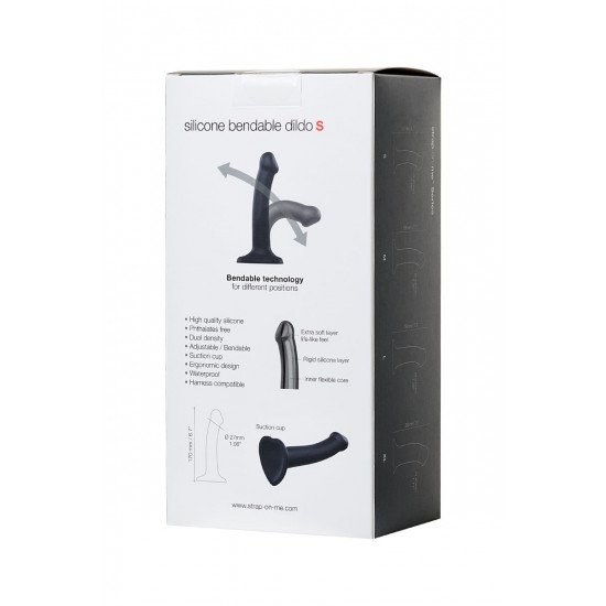 Черный фаллос на присоске Silicone Bendable Dildo S - 17 см.