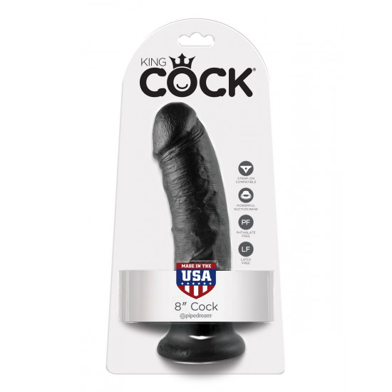 Чёрный фаллоимитатор 8  Cock - 20,3 см.