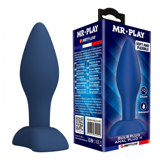Синяя анальная пробка Bulb Plug - 10,5 см.