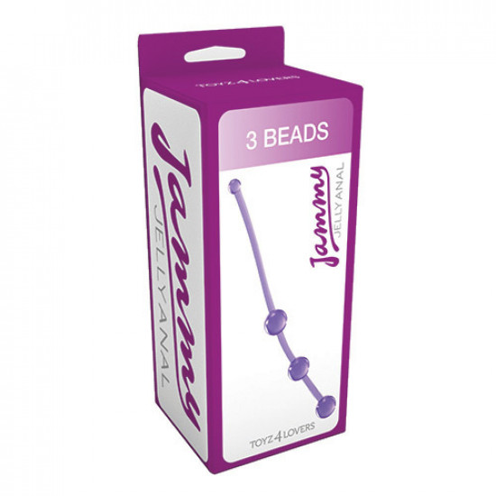 Фиолетовая анальная цепочка JAMMY JELLY ANAL 3 BEADS VIOLET - 15 см.