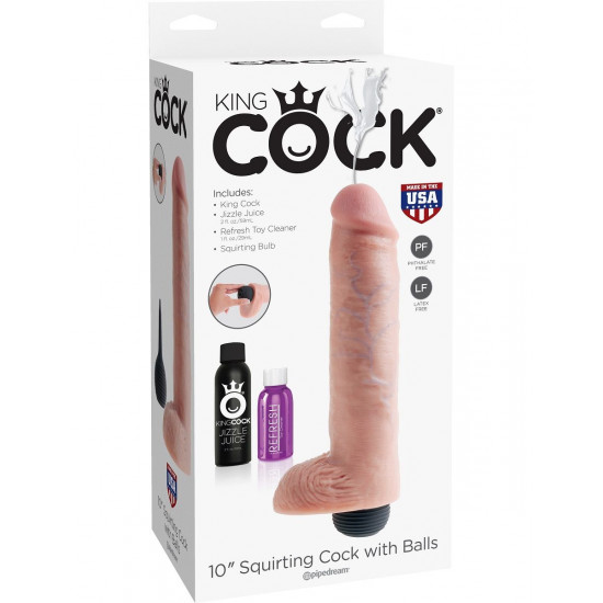 Фаллоимитатор King Cock 10  Squirting Cock с эффектом эякуляции - 25,4 см.